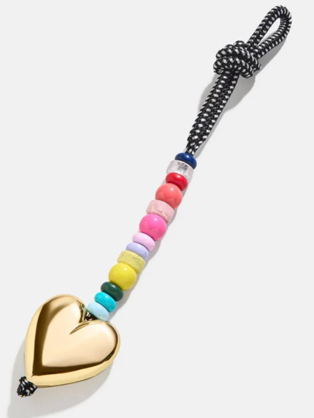 BaubleBar Gold Heart Bag Charm with Multicolor Beads